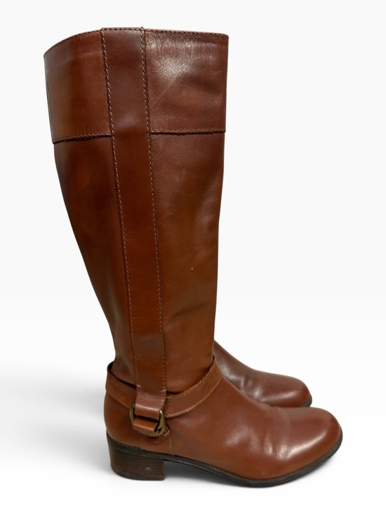 Bandolino Shoes - Bandolino Codi Cognac Brown Leather Knee High Riding Boots Buckle Womens 8.5